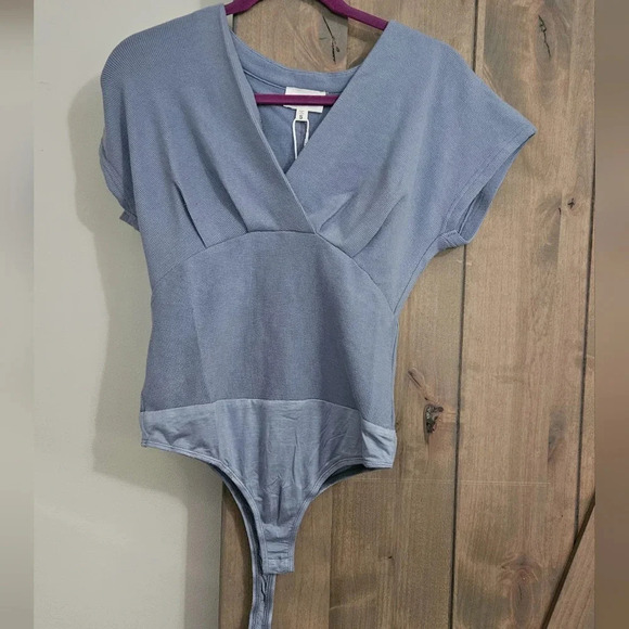 HEYSON Flatter Me Thermal V-Neck Bodysuit -Misty blue size small. NWT - Picture 10 of 13